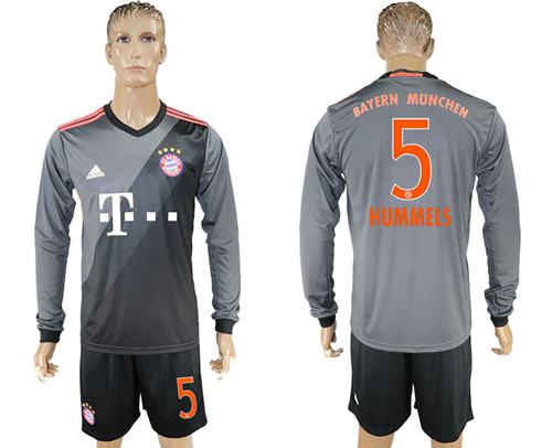 Bayern Munchen #5 Hummels Away Long Sleeves Soccer Club Jersey - Click Image to Close